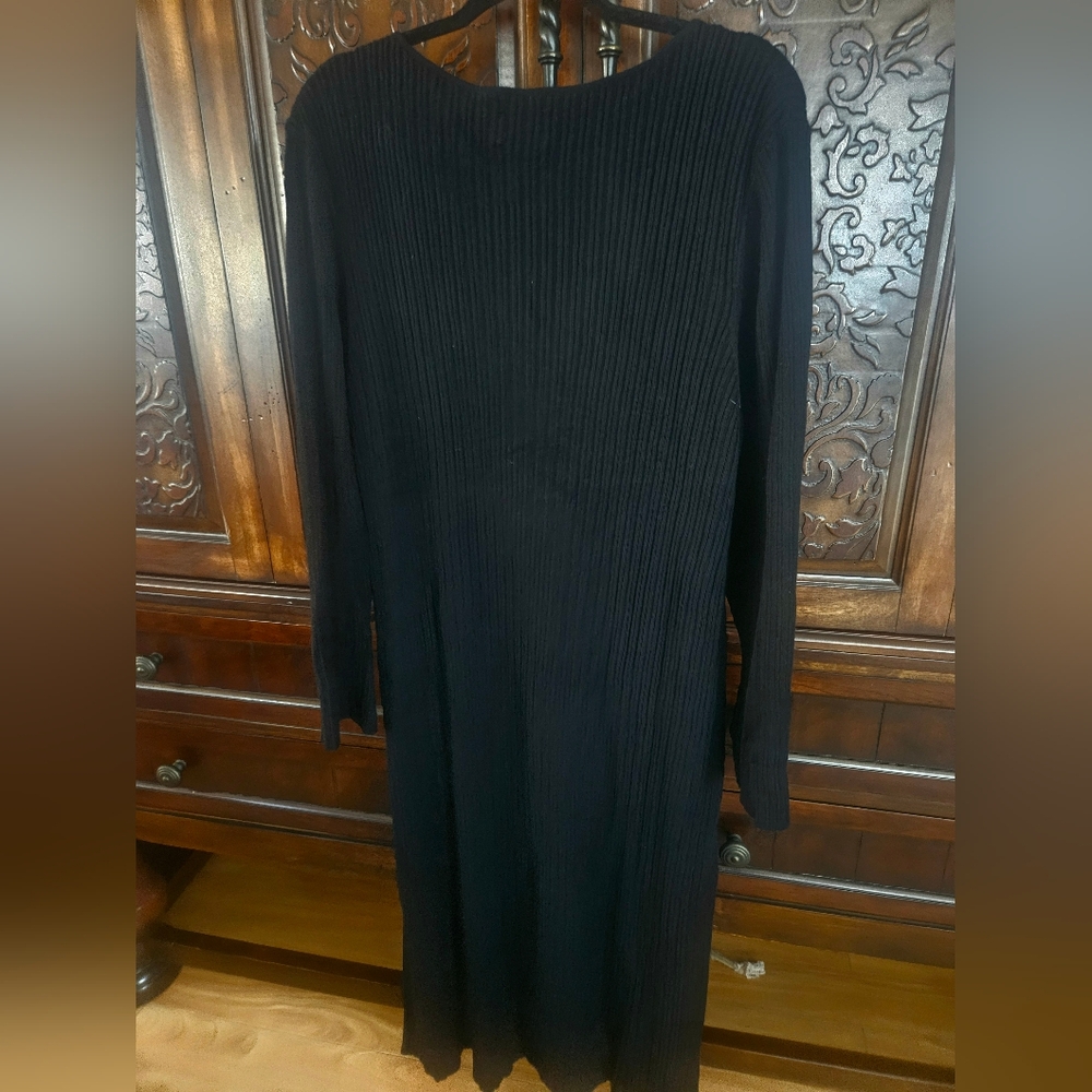 Long Black Ribbed Knit Dress